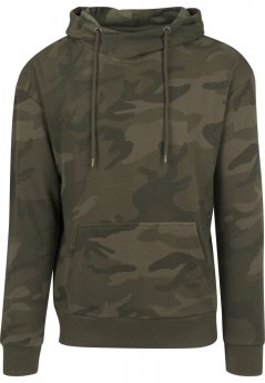 High Neck Camo Hoody - olive camo