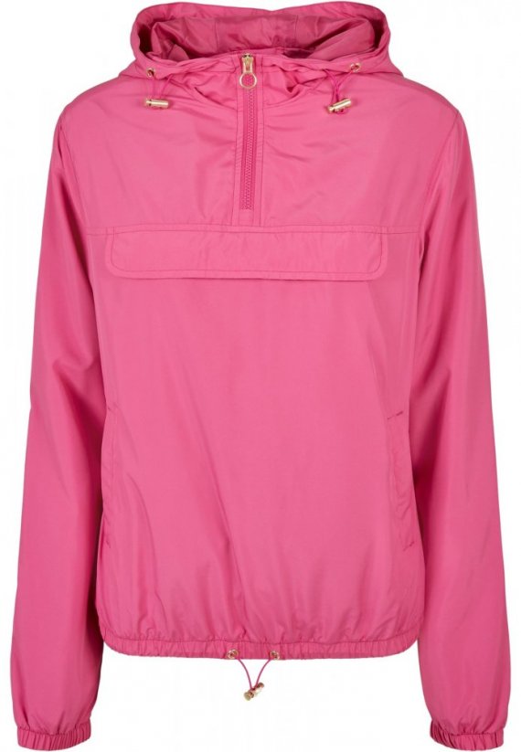 Jasne ružová dámska jarná/jesenná bunda Urban Classics Ladies Basic Pulloverull Over Jacket - brightviolet
