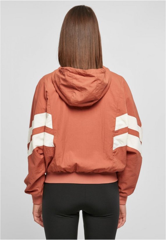 Ladies Crinkle Batwing Jacket - terracotta/whitesand