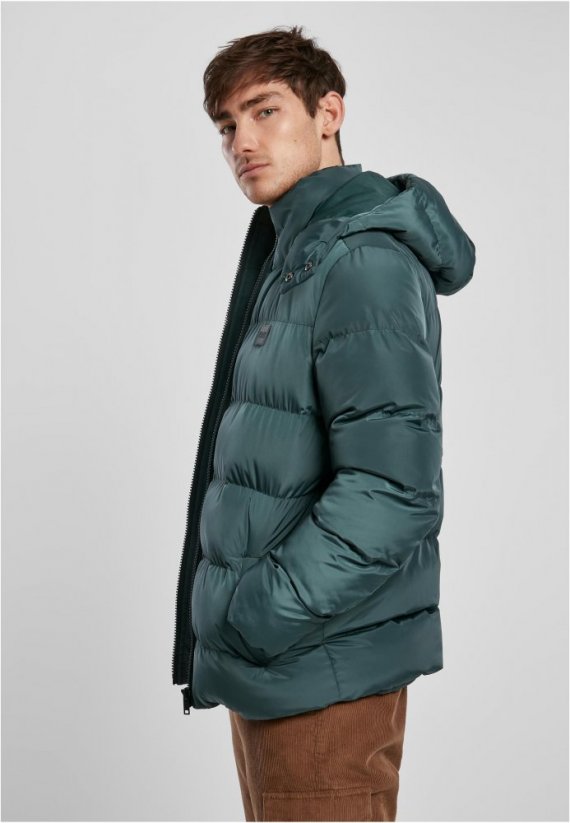 Pánska bunda Urban Classics Hooded Puffer Jacket - zelená