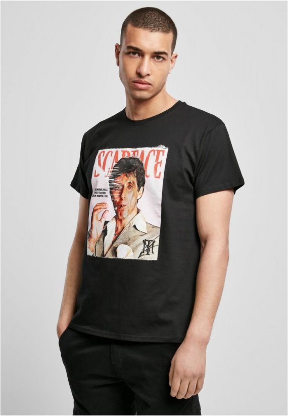 Męska koszulka z okładką magazynu Merchcode Scarface — czarna