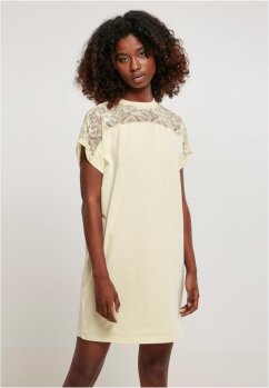 Ladies Lace Tee Dress - softyellow