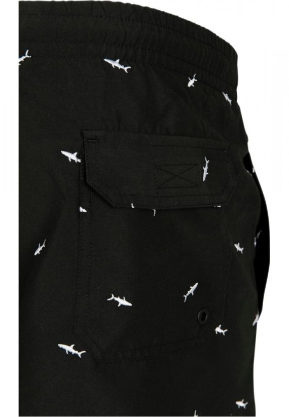 Embroidery Swim Shorts - shark/black/white