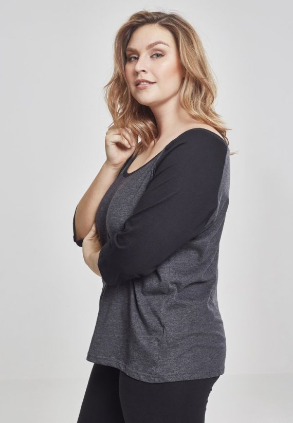 Tričko Urban Classics Ladies 3/4 Contrast Raglan Tee - charcoal/black