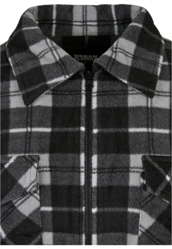 Pánska jarná bunda Urban Classics Plaid Teddy Lined - čierna, biela