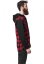 Hooded Checked Flanell Sweat Sleeve Shirt - blk/red/bl