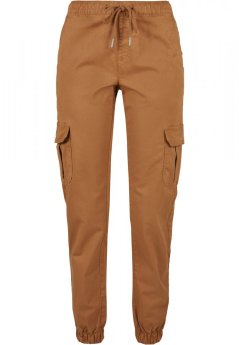 Ladies High Waist Cargo Jogging Pants - toffee