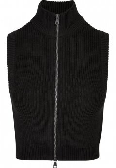 Ladies Short Knit Vest - black