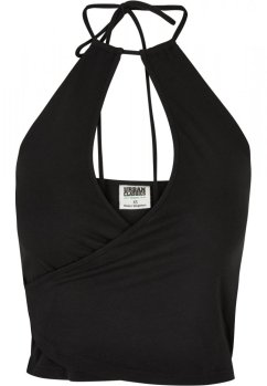 Čierny dámsky top Urban Classics Short Wraped Neckholder