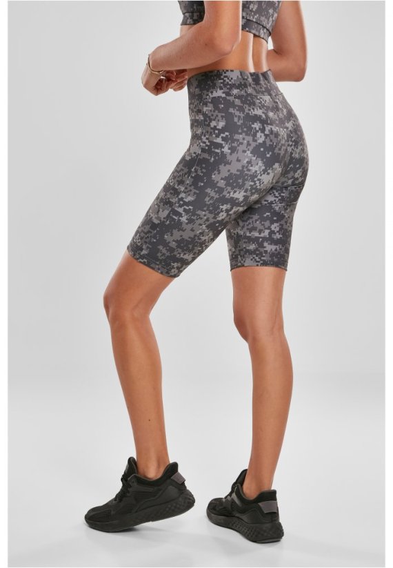 Ladies High Waist Camo Tech Cycle Shorts - dark digital camo