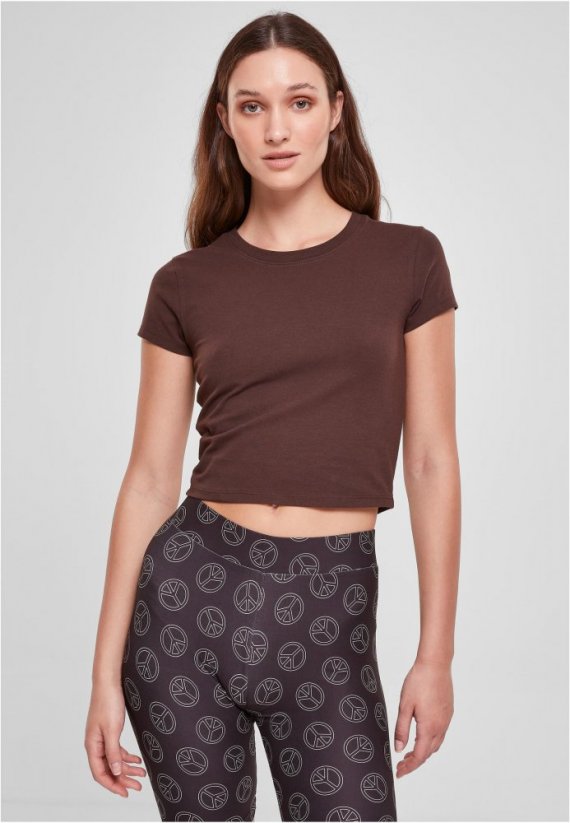 Ladies Stretch Jersey Cropped Tee - brown