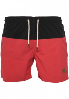 Pánske kúpacie kraťasy Urban Classics Block Swim Shorts - blk/red