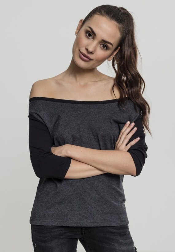 Tričko Urban Classics Ladies 3/4 Contrast Raglan Tee - charcoal/black