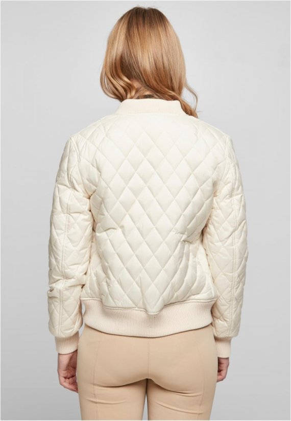 Ladies Diamond Quilt Nylon Jacket - whitesand