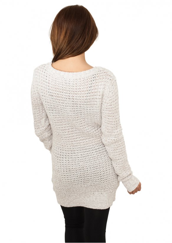 Ladies Long Wideneck Sweater - offwhite