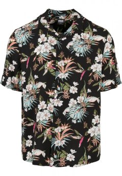 Pánska košeľa Urban Classics Viscose AOP Resort Shirt - blacktropical