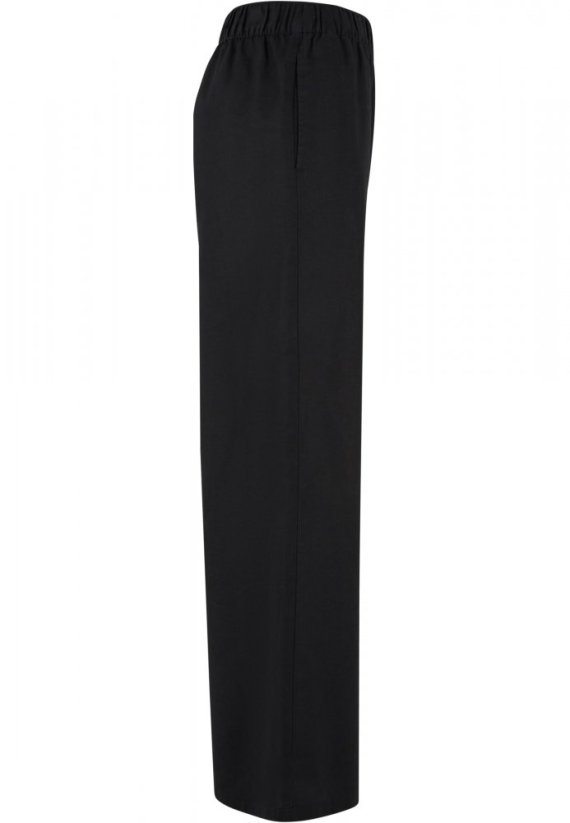 Ladies Linen Mixed Wide Pants - black