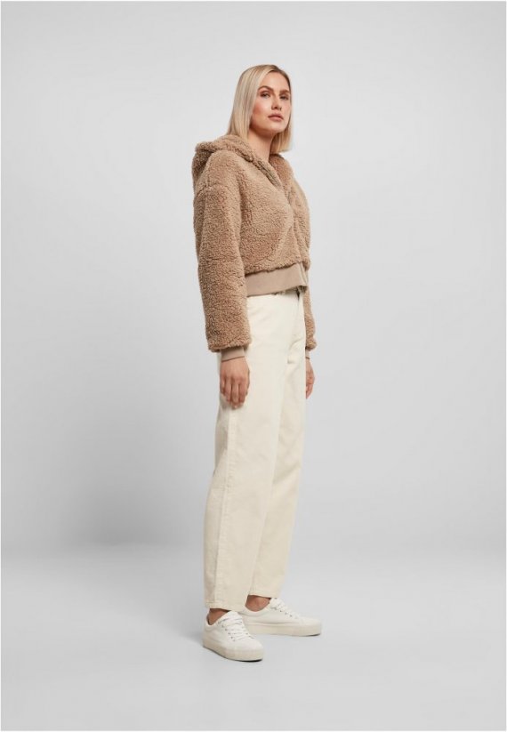 Ladies Short Oversized Sherpa Jacket - softtaupe