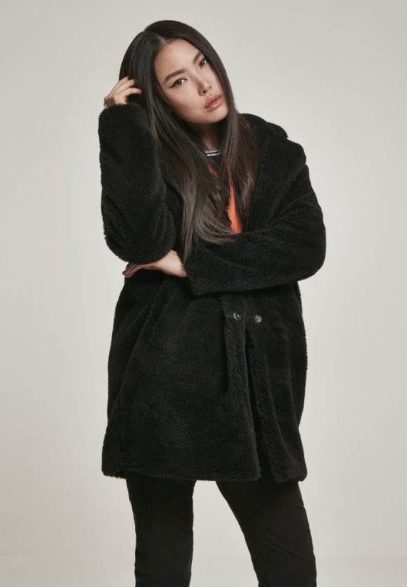 Dámský kabát Urban Classics Ladies Oversized Sherpa Coat - černý