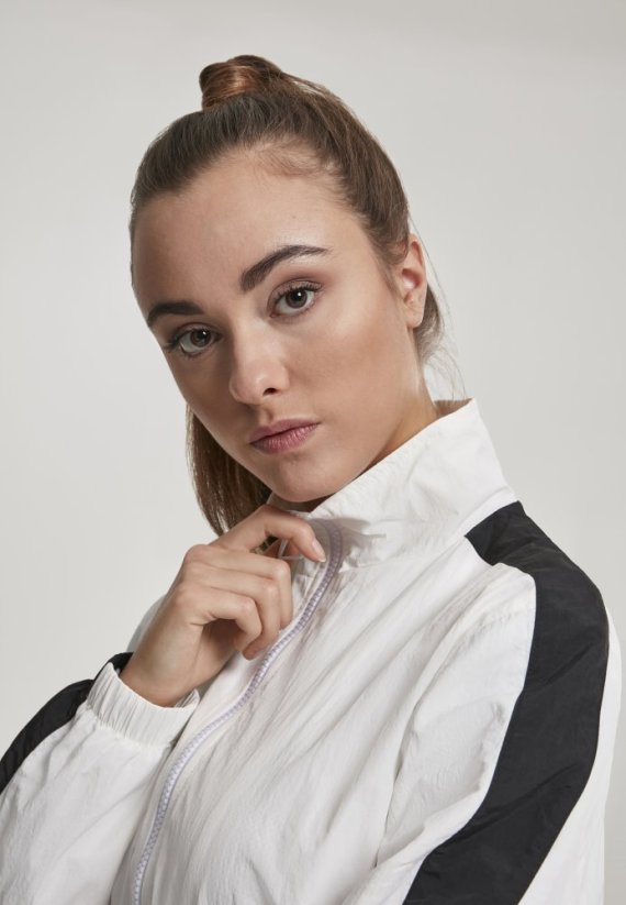 Bunda Urban Classics Ladies Short Striped Crinkle Track Jacket - white/black