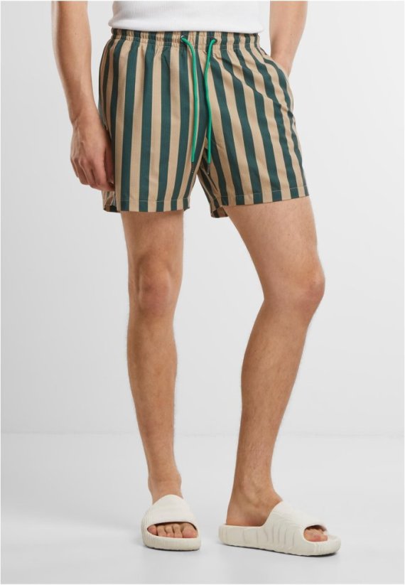 Striped Seersucker Swim Shorts black/offwhite XL - bottlegreen/unionbeige