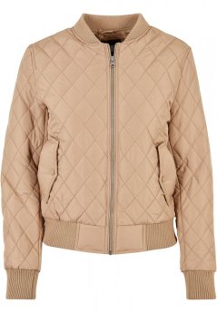 Ladies Diamond Quilt Nylon Jacket - unionbeige
