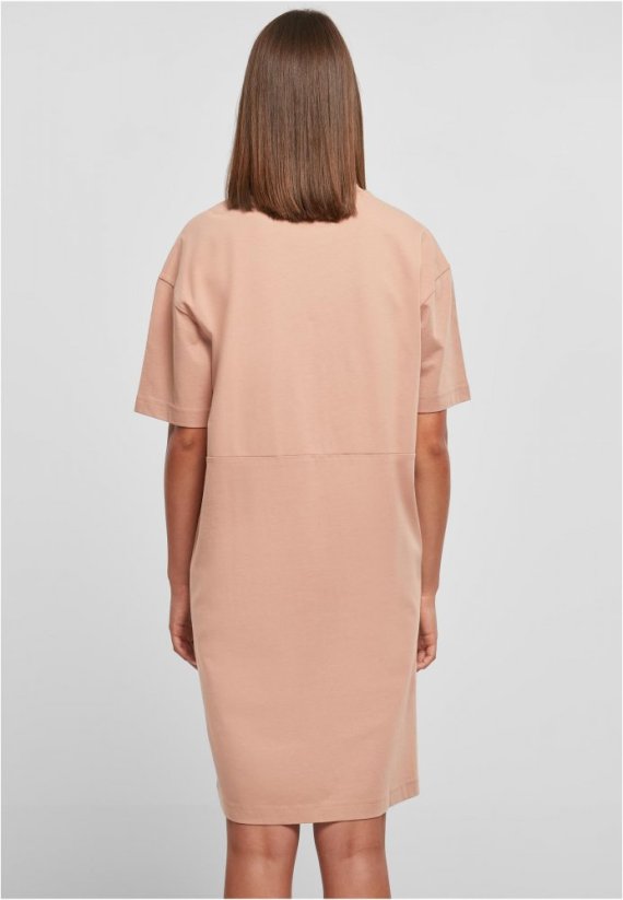 Dámské šaty Urban Classics Organic Oversized Slit Tee Dress amber