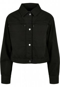 Ladies Short Boxy Worker Jacket - black