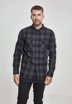 Čierno/sivá pánska košeľa Urban Classics Checked Flanell Shirt