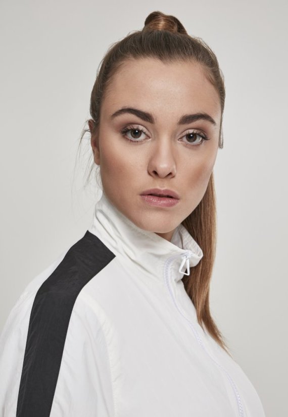 Bunda Urban Classics Ladies Short Striped Crinkle Track Jacket - white/black