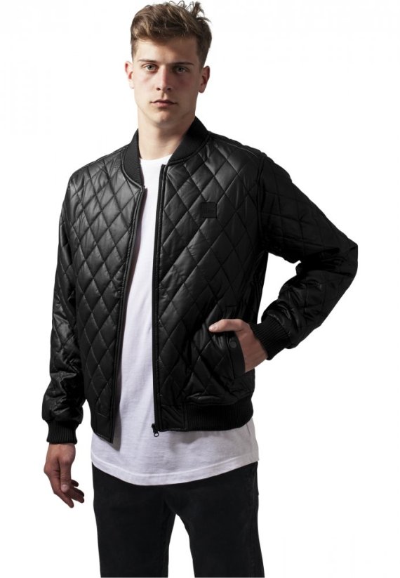 Bunda Urban Classics Diamond Quilt Leather Imitation Jacket - black