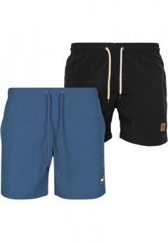 Pánské koupací kraťasy Urban Classics Block 2-pack - černé a modré