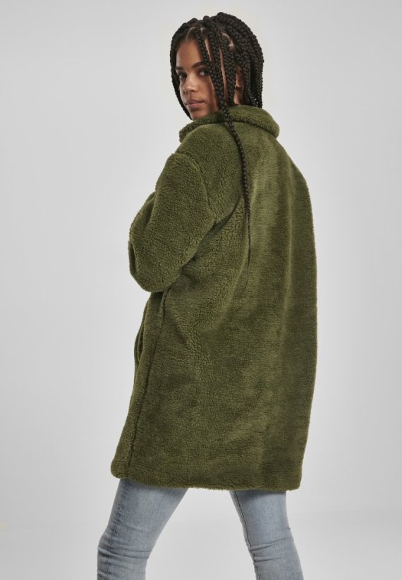 Płaszcz damski Urban Classics Ladies Oversized Sherpa Coat - oliwkowy