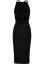 Ladies Midi Rib Knit Crossed Back Dress - black