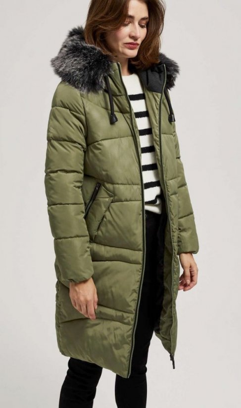 Zimný dámsky kabát Moodo Z-KU-4214 - olivový