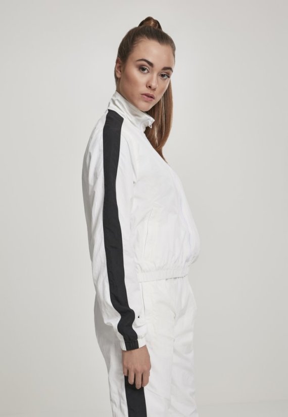Bunda Urban Classics Ladies Short Striped Crinkle Track Jacket - white/black