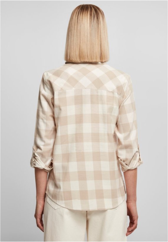 Ladies Turnup Checked Flanell Shirt - whitesand/lighttaupe