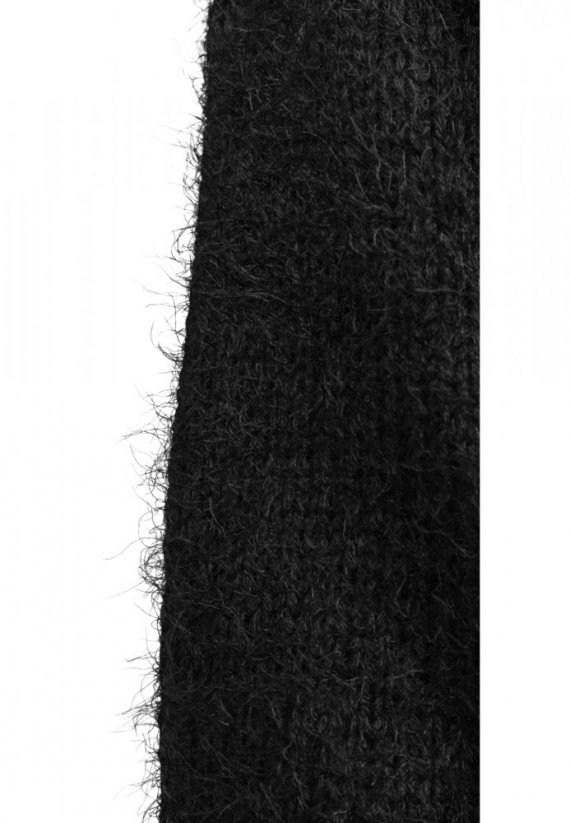 Ladies Hooded Feather Cardigan - black