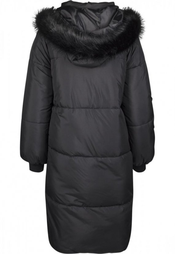Čierny dámsky zimný kabát Urban Classics Ladies Oversize Faux Fur Puffer Coat