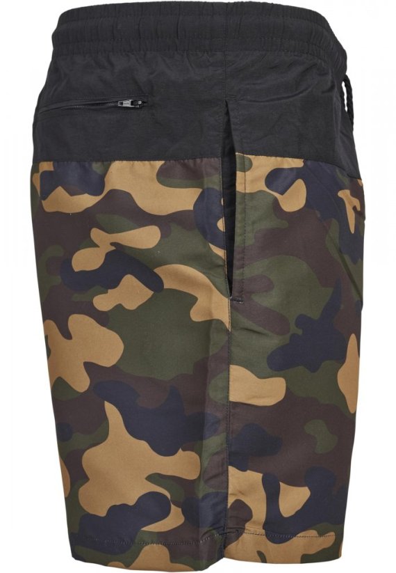 Pánské koupací kraťasy Urban Classics Block Swim Shorts - blk/woodcamo