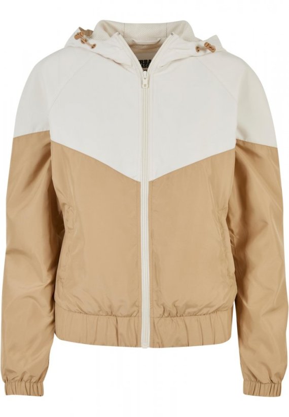 Dámská jarní/podzimní bunda Urban Classics Ladies Arrow Windbreaker - béžová,bílá