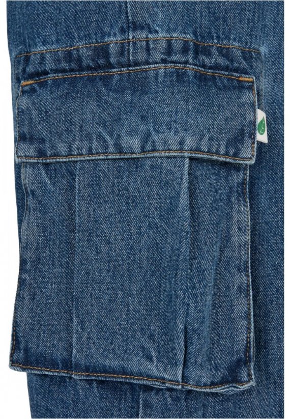 Pánske džínsové cargo kraťasy organická bavlna - modré