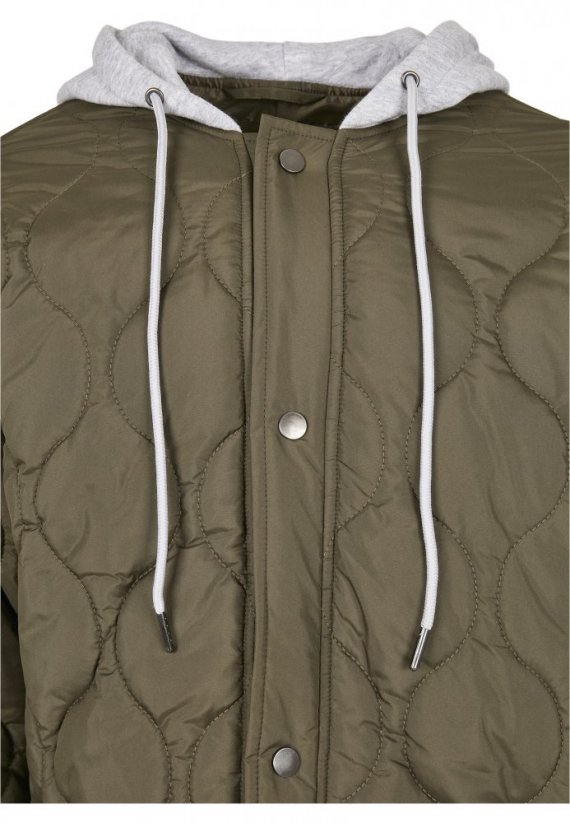Kurtka Urban Classics Quilted Hooded Jacket - darkolive