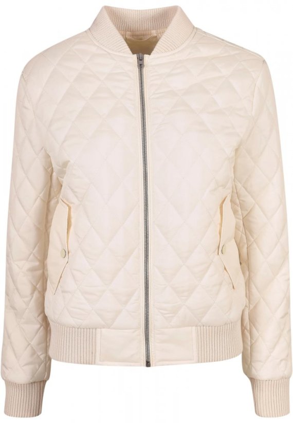 Ladies Diamond Quilt Nylon Jacket - whitesand