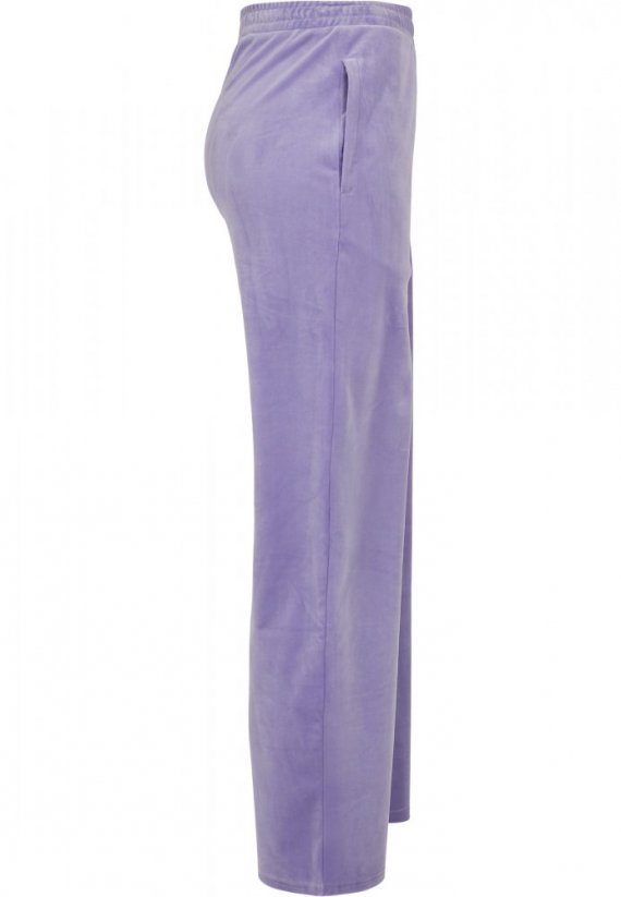 Damskie spodnie dresowe Urban Classics High Talia Straight Velvet - fiolet