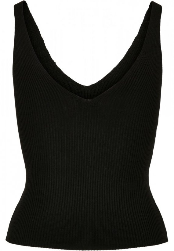 Ladies Rib Knit Top - black