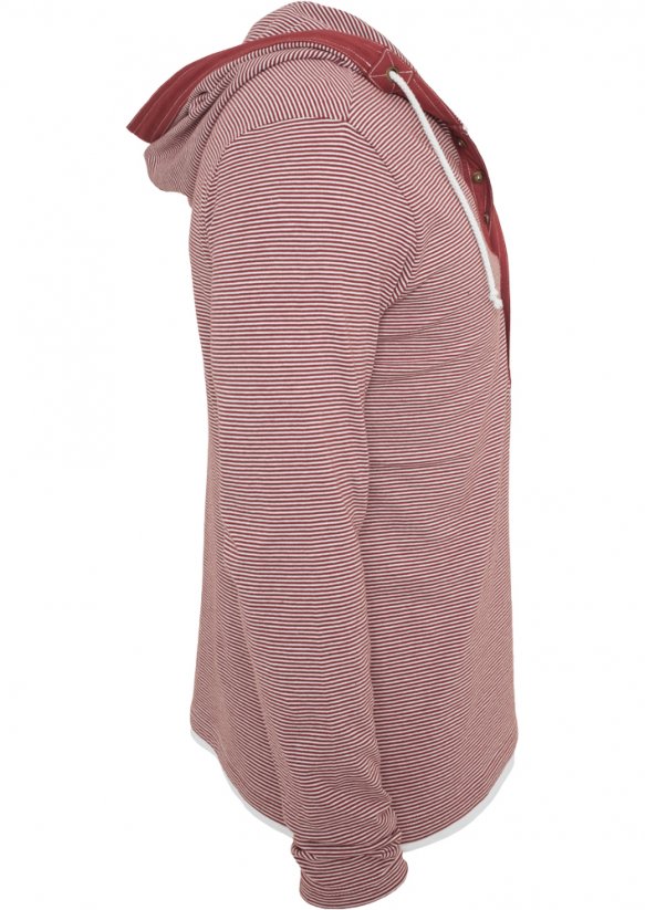Mikina Urban Classics Fine Stripe Button Jersey Hoody - ruby/wht