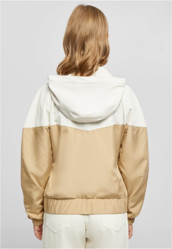 Dámská jarní/podzimní bunda Urban Classics Ladies Arrow Windbreaker - béžová,bílá
