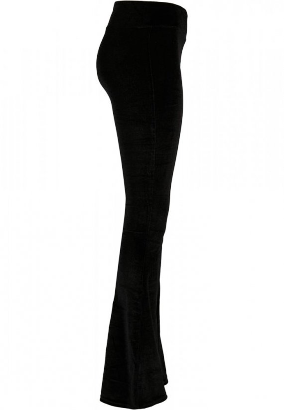Ladies High Waist Velvet Boot Cut Leggings - black