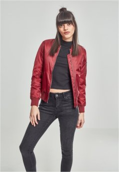 Ladies Basic Bomber Jacket - burgundy